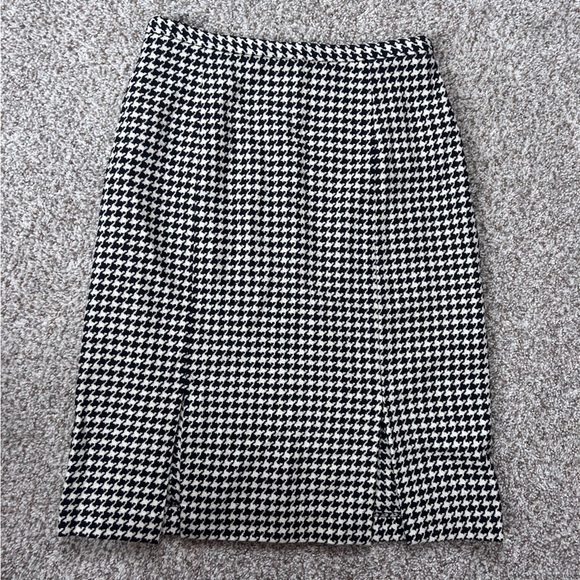 Vintage Elliott Lauren Black White Houndstooth Pencil Skirt Wool Blend Formal - Picture 1 of 7